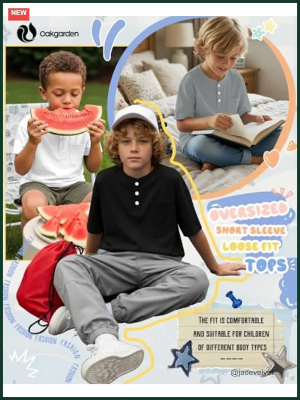 Boys 3-Pack Henley Short Sleeve Tees Oversized Cotton Blend Button Front